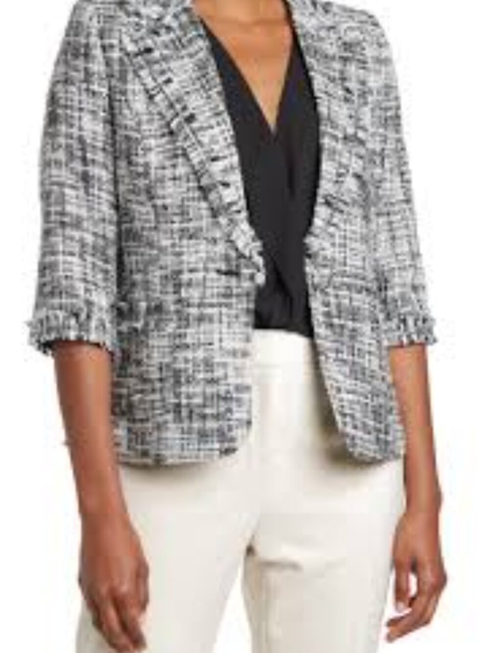 Love Token  Elegant Tweed Women's Jacket Size Small  3/4 Sleave EUC